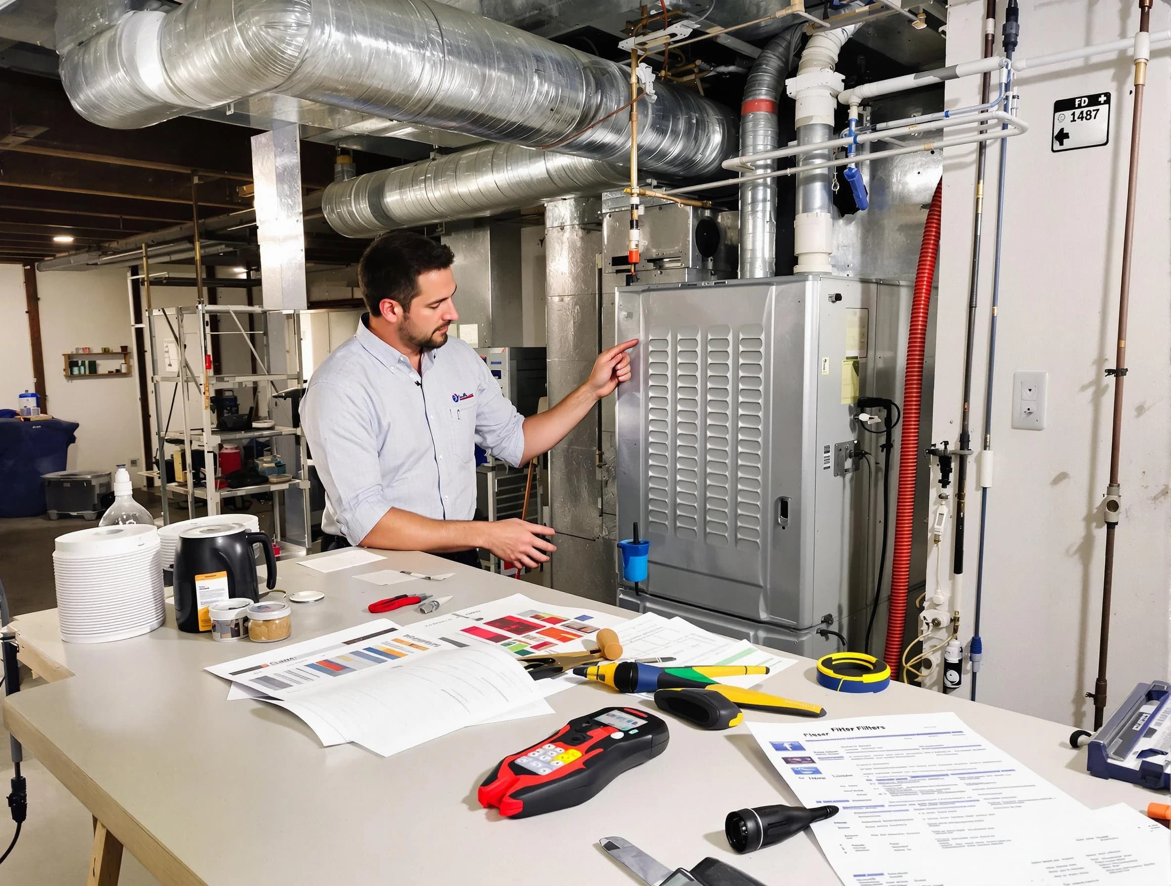 Midway Air Duct Cleaning inspector conducting detailed filter system evaluation using professional diagnostic tools in Midway