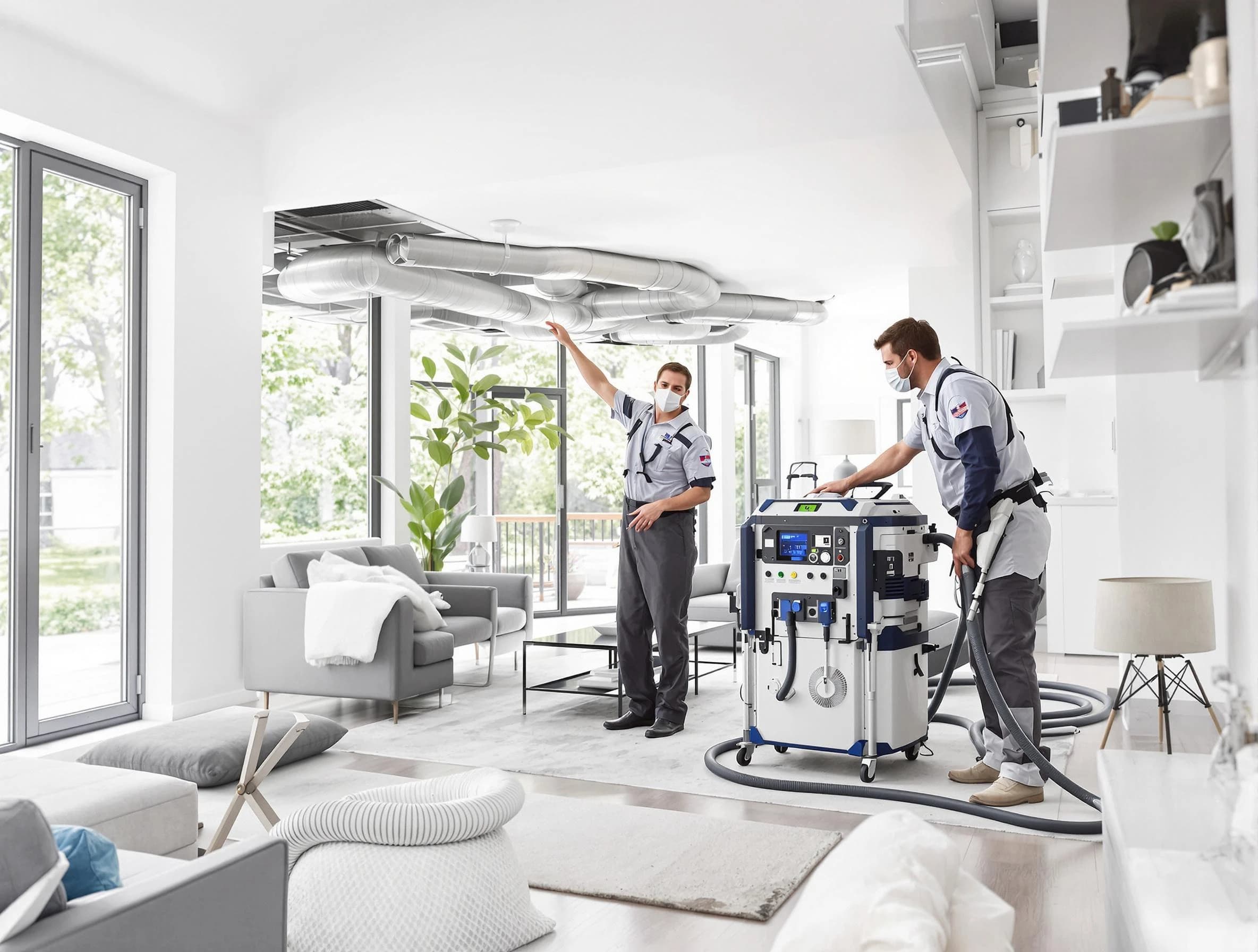 Midway Air Duct Cleaning professional conducting pure air duct cleaning with state-of-the-art equipment in Midway